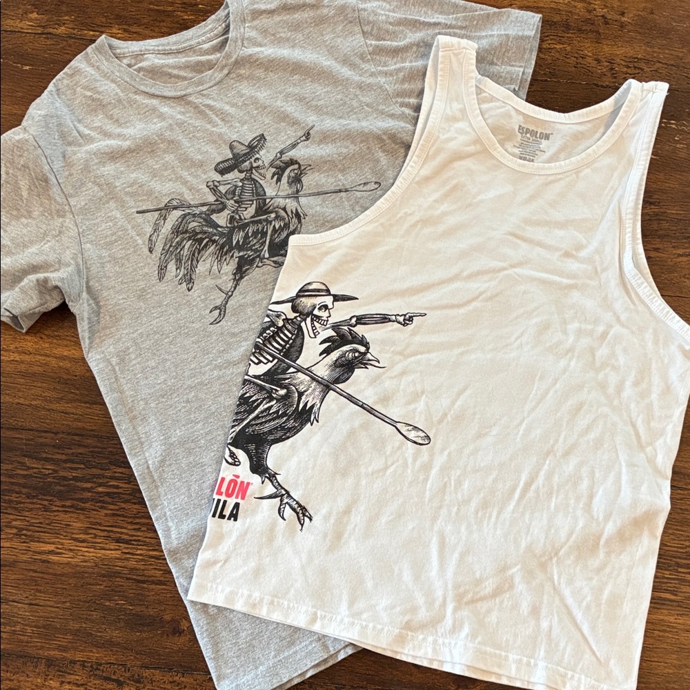 Espolon Gray and White Graphic Tees
